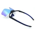 thumbnail image 4 of Polarized Mens Flip Up Rimless Oversized Shield Plastic Sport Sunglasses Black Blue - Blue Mirror, 4 of 7