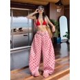 thumbnail image 6 of Women's Polka Dot Print Wide Leg Pants Pink L, 6 of 10