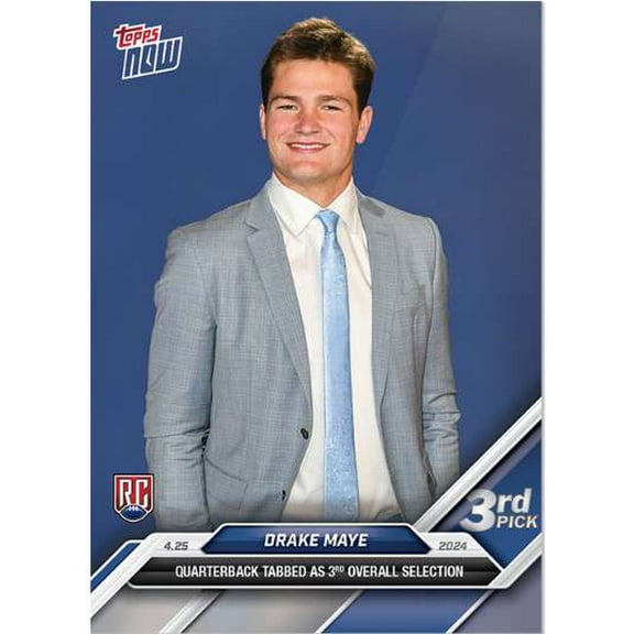 NFL 2024 NOW Football Drake Maye D-3 (Rookie Card, Quarterback Chosen as 3rd Overall Pick)