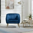 thumbnail image 4 of Velvet Accent Chair with Ottoman,Modern Upholstered Sofa Chair with Padded Seat Cushion & Backrest, Comfy Lounge Chair with Gold Metal Legs and Footrest,Reading Chair for Living Reading Room Bedroom, 4 of 7