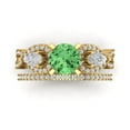 thumbnail image 2 of 1.89 ct Brilliant Round Cut Green Zircon 18K Yellow Gold Solitaire with Accents Engagement Bridal Wedding Ring Band Set size 5.5, 2 of 7