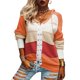 thumbnail image 1 of Suéteres para Mujer Diseño de Empalme con Cuello en V Estilo con Capucha Color de Contraste Suéter con Capucha para Mujer para Fiesta Oficina Hogar Naranja XL, 1 of 6