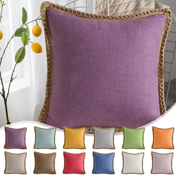 Sentmoon Housses d'Oreiller Housse d'Oreiller 17,7 Pouces Lin Conforts Taie d'Oreiller Ameublement Maison Canapé Salon Tête de Lit Coussin Taille Taie d'Oreiller Bordée de Lin Housse d'Oreiller de Canapé