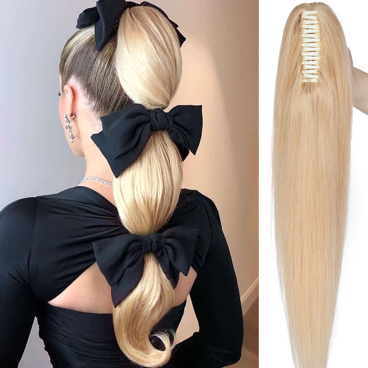 SEGO Jaw/Claw Clip in Hair Extensions Human Hair Clip in Ponytail Hair Extensions 100 Real Remy