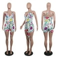 thumbnail image 3 of Akmipoem Sexy Short Rompers Flowers for Women Deep V Neck Wrap Summer Mini Jumpsuits, 3 of 4