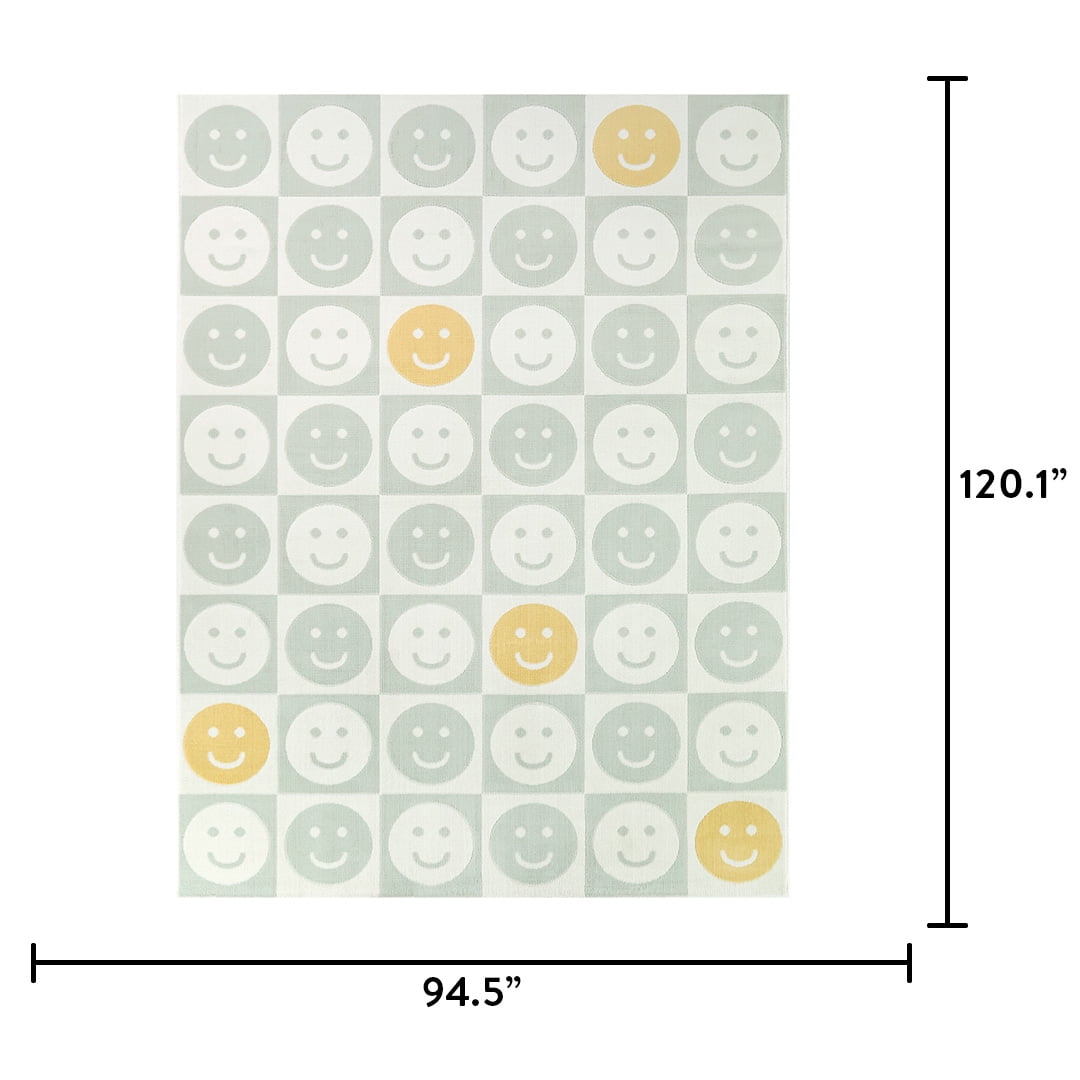 Mainstays Checkered Happy Face Indoor Area Rug, Blue, 7 ft 10 in x 10 ft