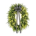 thumbnail image 2 of 18" Pre-Lit Artificial Fern Wreath with Striped Bow, Rustic Farmhouse Warm LED Hanging Wreath,Indoor Outdoor Front Door Wall Mantel Holiday Decoration, 2 of 7