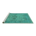 thumbnail image 2 of Ahgly Company Machine Washable Indoor Square Oriental Turquoise Blue Industrial Area Rugs, 7' Square, 2 of 4