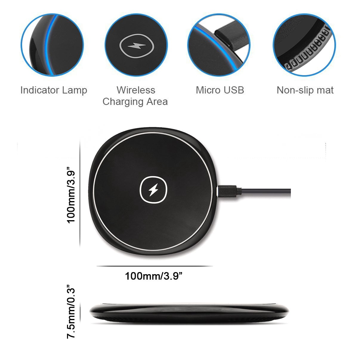 Wireless Charger Compatible With iPhone 11/12/13/14 Plus, Pro, Pro Max, Mini - Fast 7.5W and 10W Charging Pad Slim