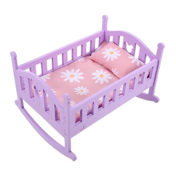 1 juego de casa de muñecas en miniatura, modelo de cuna, muebles de casa de muñecas, cuna, decoración de casa de muñecas