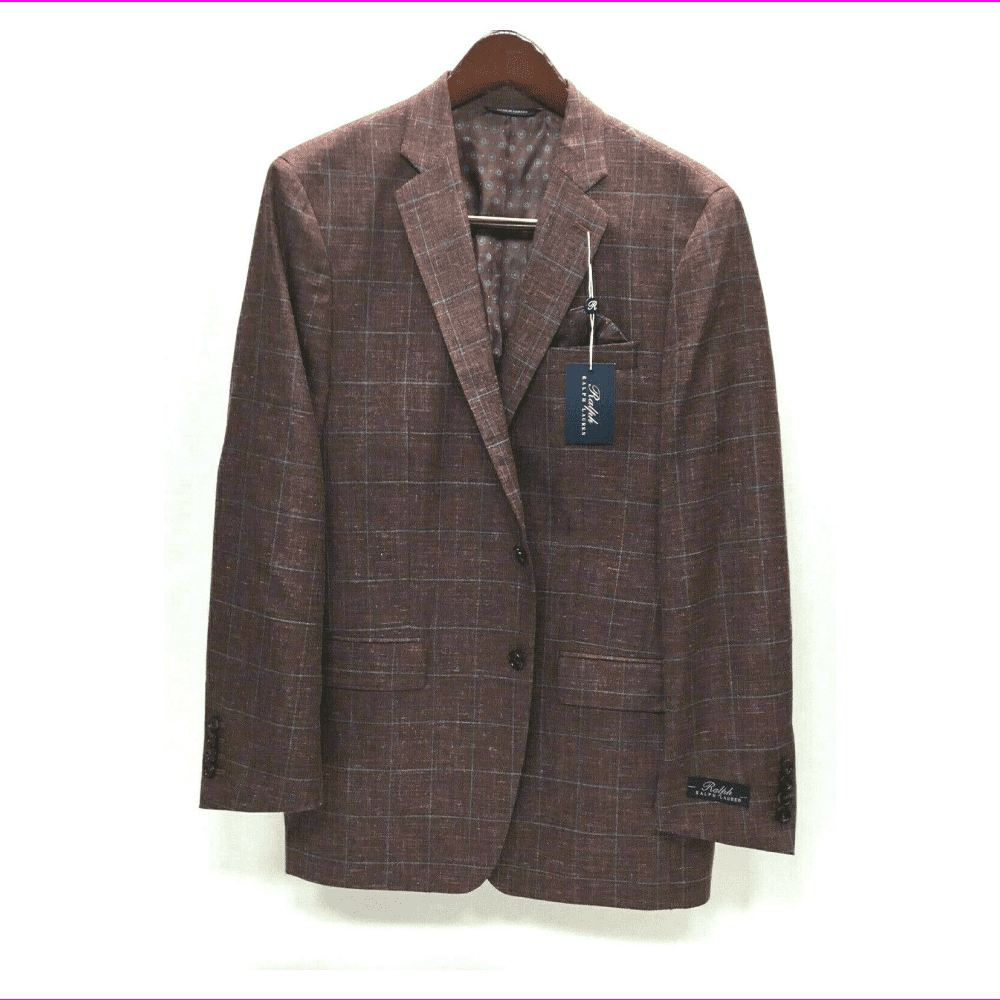 Ralph Lauren Men's Nyge Wool-Silk-linen Blend Coat Brick 40Reg 