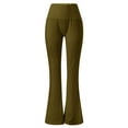 thumbnail image 6 of Lixiuxyad Women Flowy Pants Womens Solid Sport Length Full Casual Pants Flare Leg High Waist Trousers Brown, 6 of 6