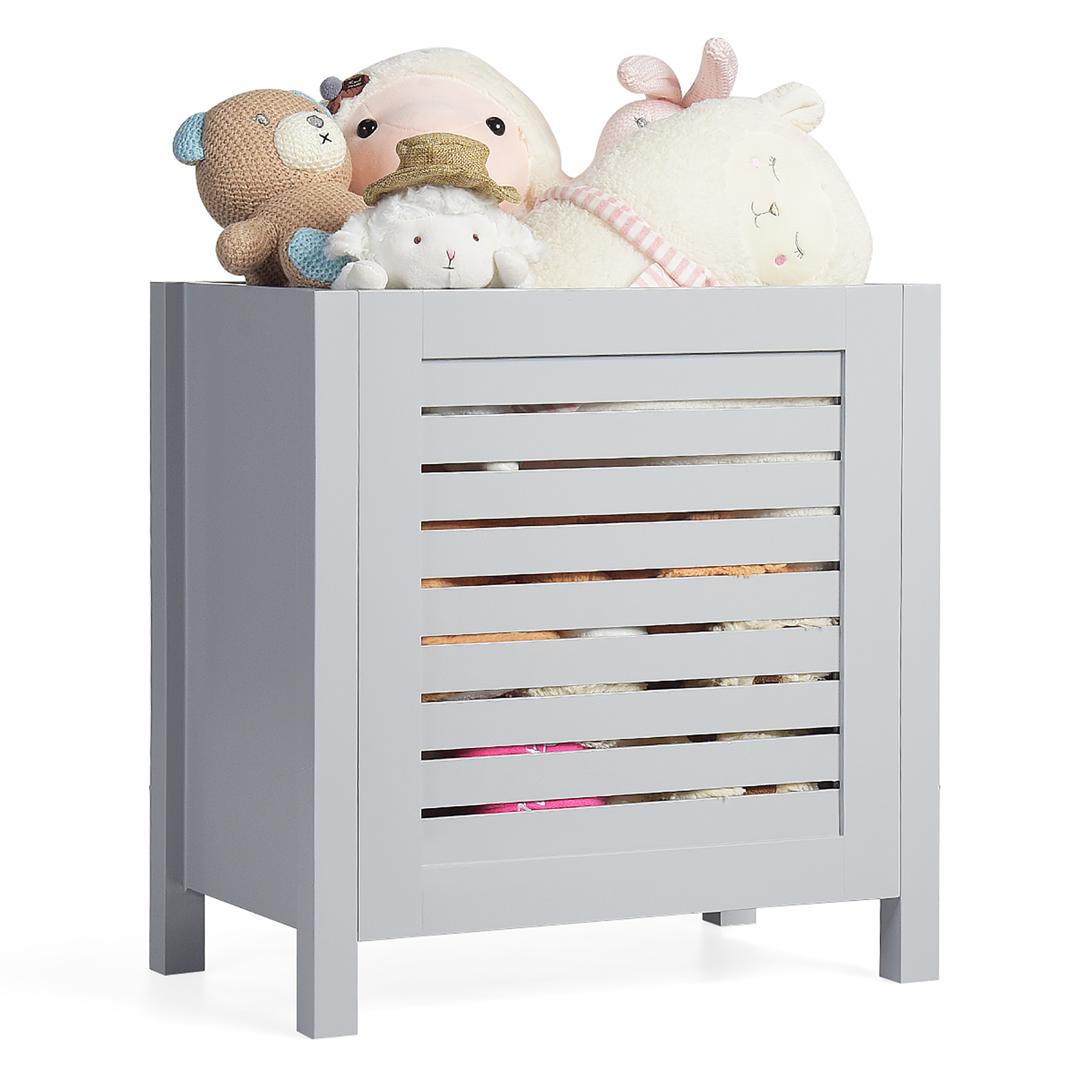 Costway MDF Toy Box Large Storage Wooden Toy Organizer with Convenient