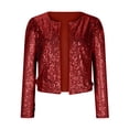 thumbnail image 4 of HAPIMO Suit Jacket for Women Casual Comfy Long Sleeve Womens Sequin Open Front Slim Outwear Stand Collar Blazer Jacket Girls Fall Fashion Tops, 4 of 7