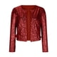 thumbnail image 4 of Chaquetas y abrigos casuales sin mangas y sin capucha para mujer, chaqueta de lentejuelas con abertura frontal, blazer corto de manga larga, abrigo informal, tops, abrigo para mujer, 4 of 7