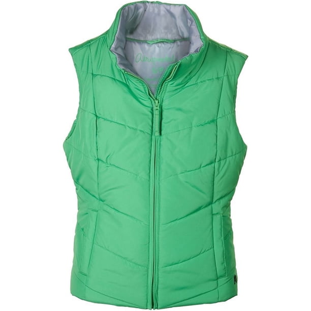 Aeropostale Womens Solid Chevron Zip Up Puffer Chaleco, Verde, Mediano Aeropostale Chaleco acolchado