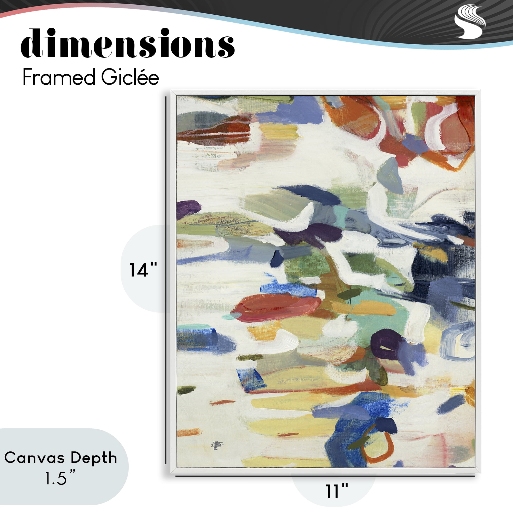 Stupell Industries Primary Hued Abstraction White Framed Giclee Art, design by Lisa Ridgers