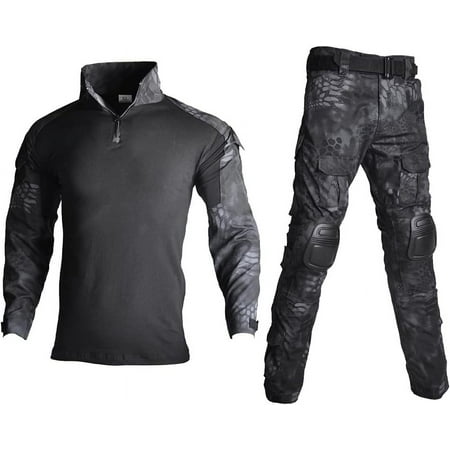 Mens Tactical Military Suits Long Sleeve Rip-Stop Uniforms Combat Shirt and Pants Elbow Knee Pads
