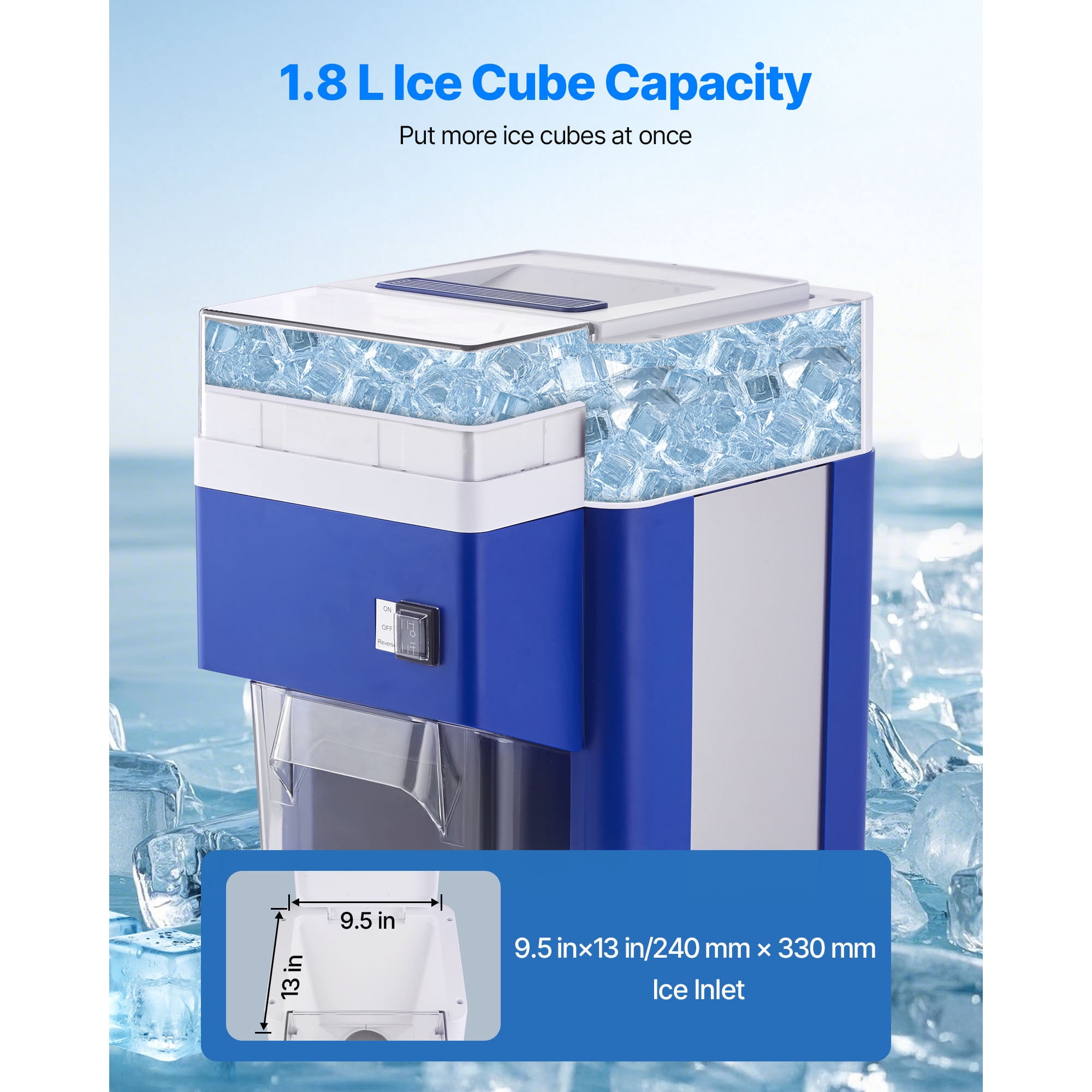 KFFKFF Commercial Ice Shaver Machine, 1.91QT / 1.8L Electric Snow Cone Maker, Fine & Fluffy Ice with 300W Motor, Stainless Steel Blades, Shaved Ice Machine for Home, Parties, Restaurants