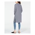 thumbnail image 2 of HIPPIE ROSE Womens Blue Pocketed Striped Long Sleeve Open Cardigan Duster Sweater S, 2 of 2