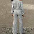 thumbnail image 7 of YunPes Girls Solid 2 Piece Sets Off‑Shoulder Cropped Sweatshirt Tops & Drawstring Flared Sweatpants Set Fall Fashion Casual Outfit for Teen Kids, 7 of 7