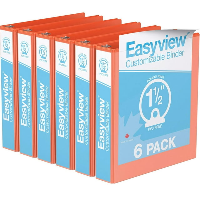 Davis Group, Easyview Premium, Round Ring, Customizable, View Binder, 6 Pack, 1.5"