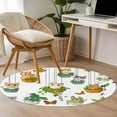 thumbnail image 3 of Area Rug 48in, Cartoon Cat Butterfly Green Plant Floor Carpet Living Room Rug, Cute Animal on White Non-Slip Welcome Mat Indoor Rugs for Bedroom Dining Room, 3 of 9