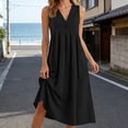 thumbnail image 4 of Afdoent Dresses For Women Linen Maxi Dresses For Casual V Neck Long Dress Sleeveless With Pockets Beach Travel Vacation Long Sundress Travel Outfits, 4 of 5