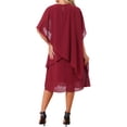 thumbnail image 3 of INSPIRE CHIC Women's Fall Dresses Chiffon Cape Overlay Crewneck Asymmetric Ruffle Formal Shift Midi Dress for Wedding Guest S Wine Red, 3 of 6