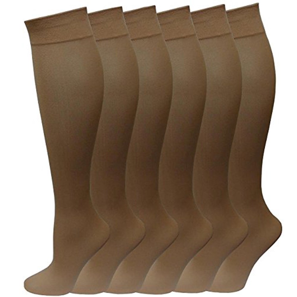 Excell 6 Pairs Pack Women Knee High Trouser Socks Opaque Stretchy