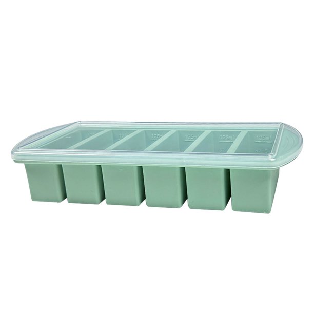 Cubitera grande de silicona - con tapa, apta para uso alimentario - para almacenar hielo/sopas, flexible/a prueba de fugas, apta para lavavajillas, ahorra espacio