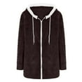 thumbnail image 4 of Sevevn Women's Plus Size Plush Jacket Winter Full Zipper Plush Hooded Cardigan Jacket Soft And Oversized Warm Jacket Brown XXXXL Savings Up to 30% Off, 4 of 6