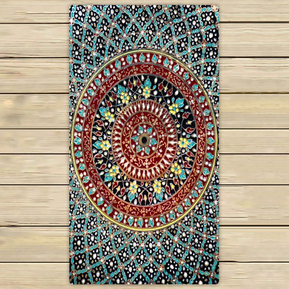 PHFZK Geometry Trellis Towel, Mandala Hippie Hand Towel Bath Bathroom Shower Towels Beach Towel 30x56 inches