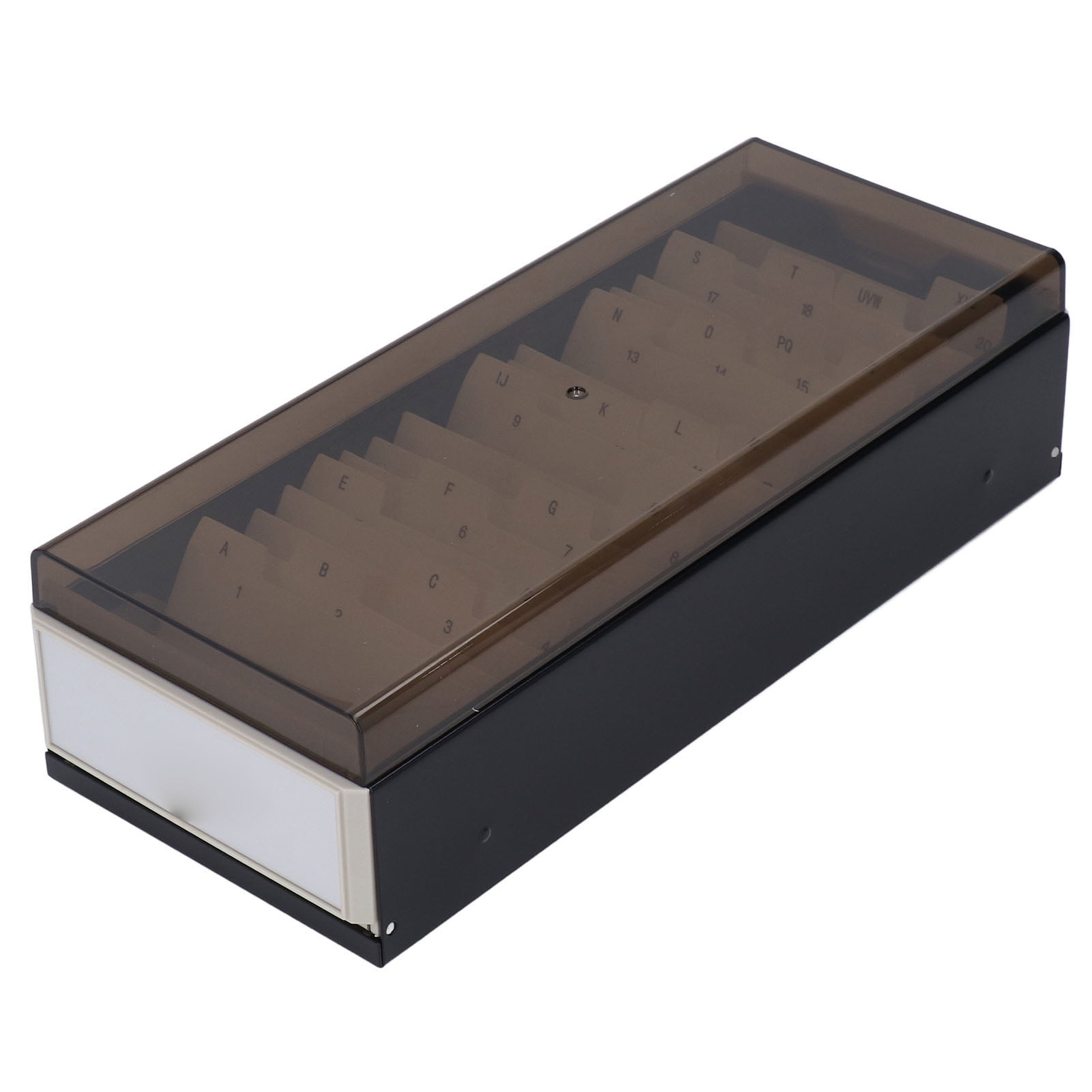 Riousery Index Card Holder Hold 800 Business Cards A To Z Organizer Box with High Transparent Cover for Office and Desktop Black 11.02 x 5.12 x 3.15 inches / 28 x 13 x 8 cm