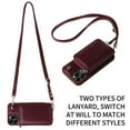 thumbnail image 2 of Crossbody Wallet Case Compatible with iPhone 14 Pro with Detachable RFID Blocking Zipper Card Holder Pocket, Shoulder Strap Removable PU Leather Purse Shockproof Phone Cover, Winered, 2 of 9