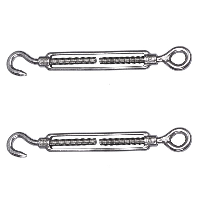 Tensores Gancho Reedny Tensor de acero inoxidable 304 Heavy Duty M4 M6 M8 Tensor de gancho y ojo para cables Tensión de cuerda de alambre 5/32"" 1/4"" 5/16"" para instalación de cuerda de tienda de ca