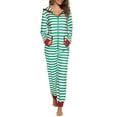 thumbnail image 6 of ELF Women's Christmas Pajamas Jumpsuit Stripe Warm Long Rompers Sleepwear Zipper Drawstring Hooded Playsuits Loungewear, 6 of 7