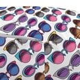 thumbnail image 3 of Colorful Pouf Cover with Zipper, Vintage Sunglasses Hand Drawn Style Illustration Fashion Accessories Summertime, Soft Decorative Fabric Unstuffed Case, 30" W X 17.3" L, Multicolor, by Ambesonne, 3 of 5