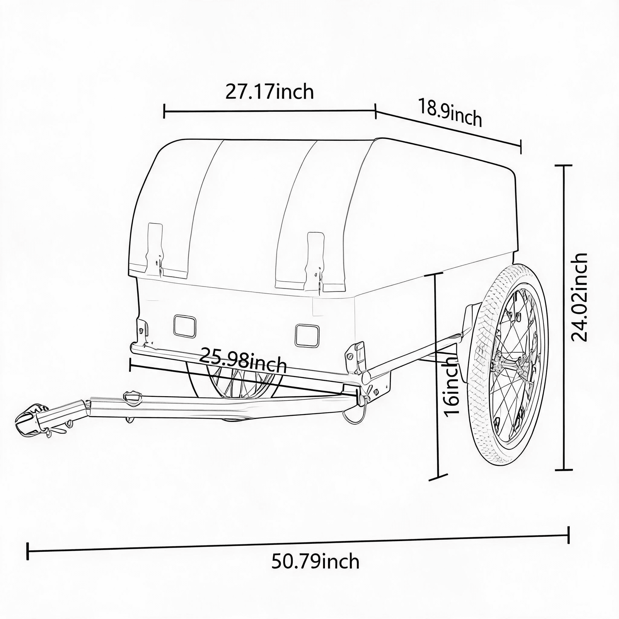 Heavy-Duty Bike Cargo Trailer with Removable Waterproof Cover, 88 lbs Capacity, 16" All-Terrain Wheels & Foldable Design for Camping, Groceries