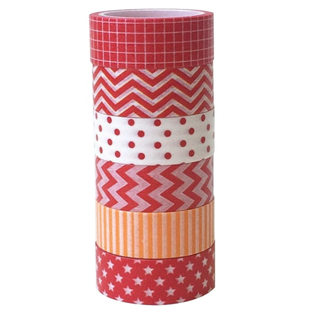 Coofit 6 Rolls Christmas Masking Planner Tape Cute Tearable Cartoon Craft Tape