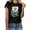 Black, variant on TSADFHJI Women's Tops Long Sleeve Fleece Ladies' Summer Fashion Casual Cute Printed Glass Colored Top Short Sleeved T Shirt M Black