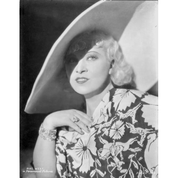 Mae West smiling in Black and White Dress Photo Print (8 x 10)