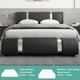 Faux Leather Bed Frame With LED Light & Adjustable Headboard, Full Size Modern Upholstered