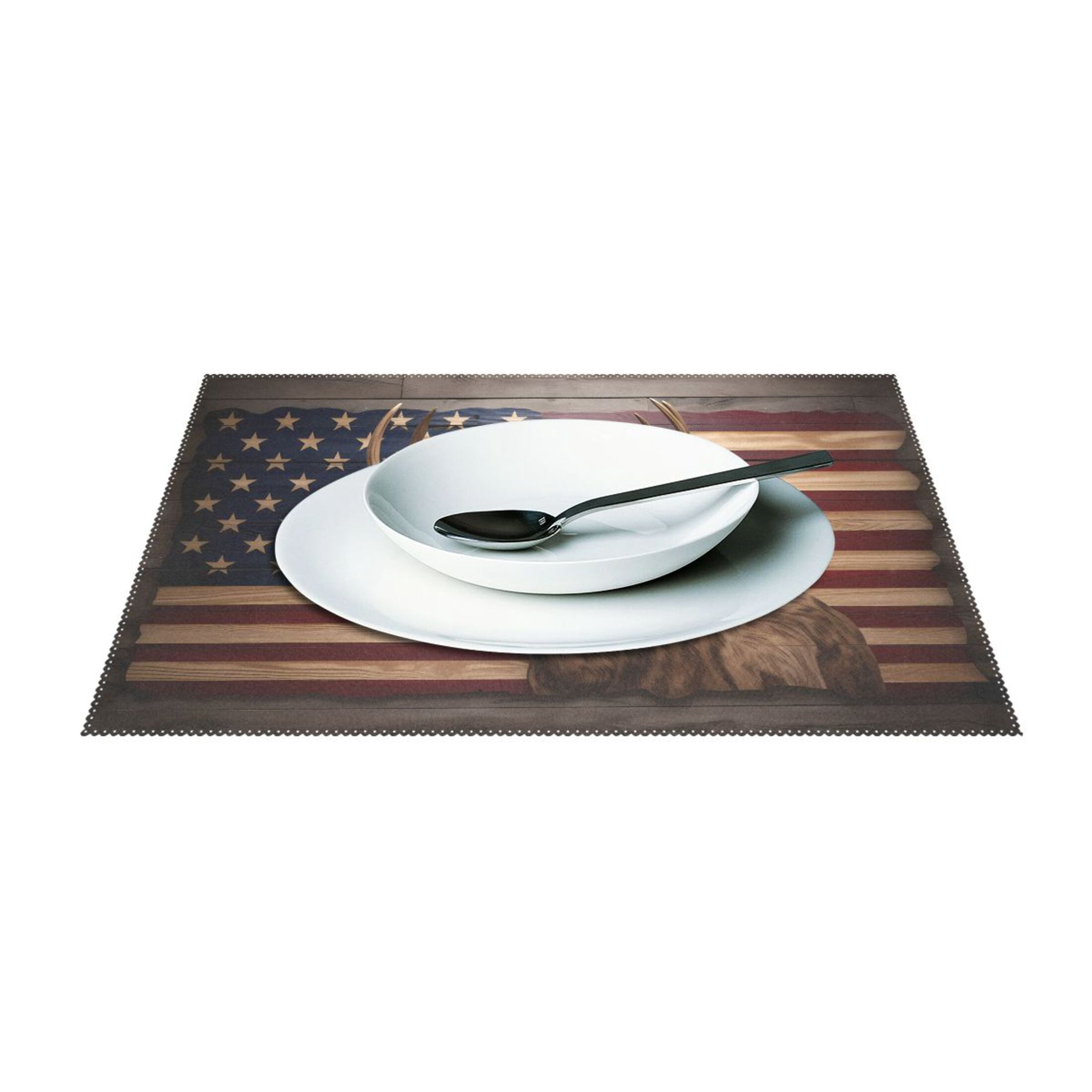 American Flag Deer 12×18 inch Placemats Heat Resistant Washable Foldable Rectangular Placemats Set Decoration Indoor Outdoor for Kitchen Dining Table 6PCs