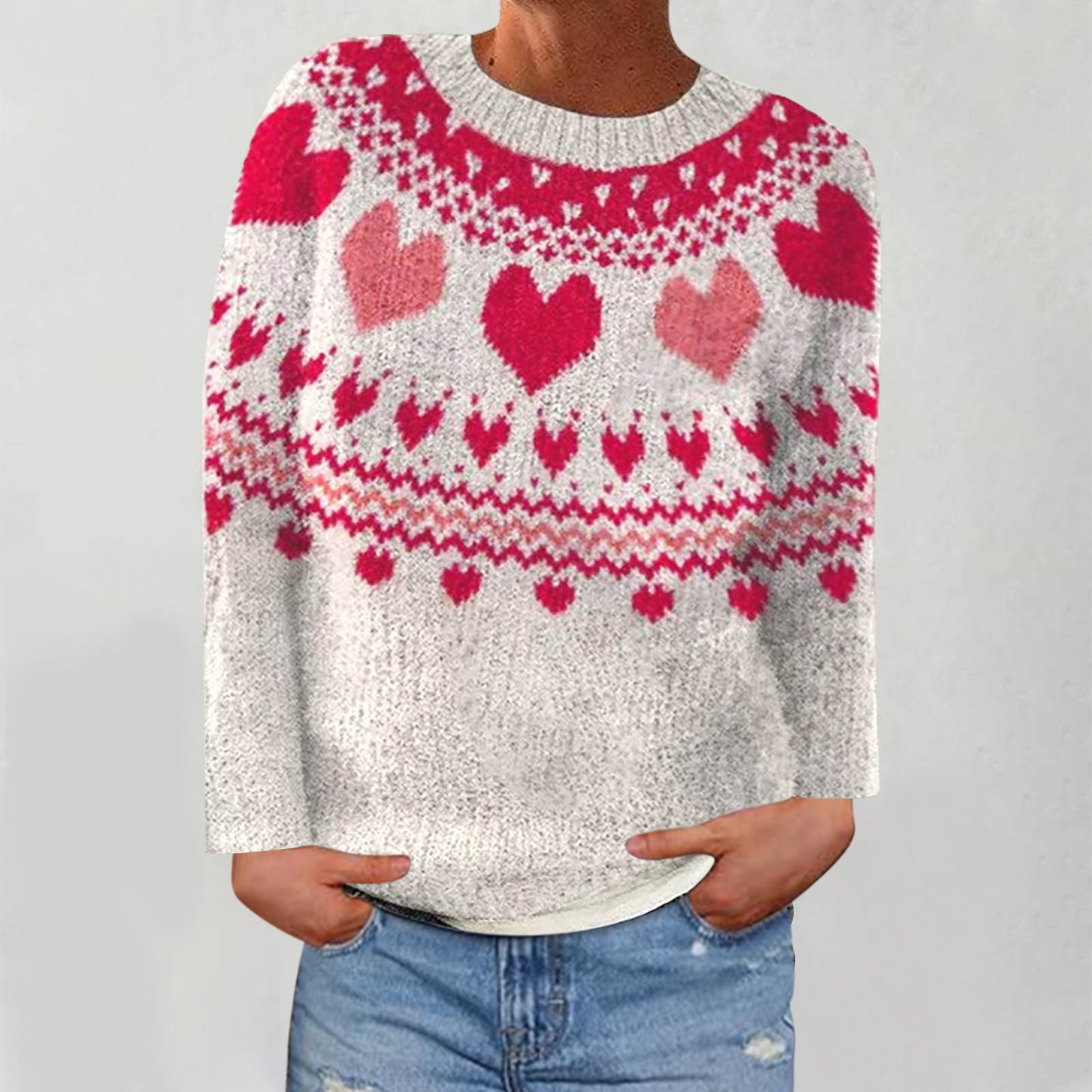 Heart Fair Isle Knit Pullover