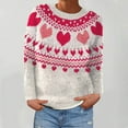 thumbnail image 1 of Fartey Chandails Tricotés pour Femmes, Mignon Chandail à Imprimé Cœur, Automne Hiver, Manches Longues, Col Rond, Chandail Tricoté, Chandails de Sport, Mode, Chandails de Sport pour les Fêtes, Rouge, P-2TG, 1 of 6