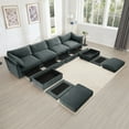 thumbnail image 4 of Newest U Shape 4 Seater Deep Seat Sofa Couch, Ottomans,4-Seat Sofa, 2 Movable Ottomans,Oversized Modular Sectional Sofa, 6 Seats, Storage Pull out Drawer Under Each Seat,Chenille Gary, 4 of 20