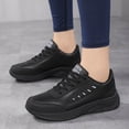 thumbnail image 2 of Espadrilles Dames Motif Sport Couleur Unie Semelle Épaisse Semelle Plate Lacets Antidérapants Chaussures de Course Femmes Blanc 39, 2 of 9