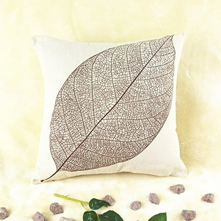 - REINDEAR 18'' X 18'' Premium Coffee Leaf Print Cotton Linen Decorative Pillow Case