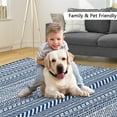 thumbnail image 5 of GlowSol 6' x 9' Machine Washable Area Rug for Living Room Bedroom Boho Moroccan Rug Stain Resistant Low Pile Rug Farmhouse Carpet, Navy Blue, 5 of 6